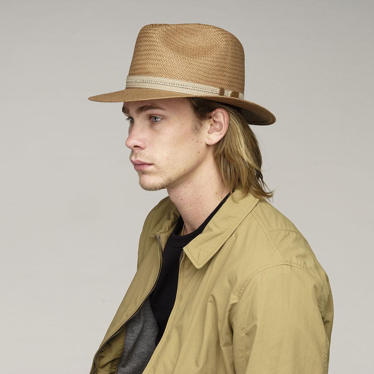 mens dress straw hats Kilgore Raindura Straw Fedora Driftwood / L