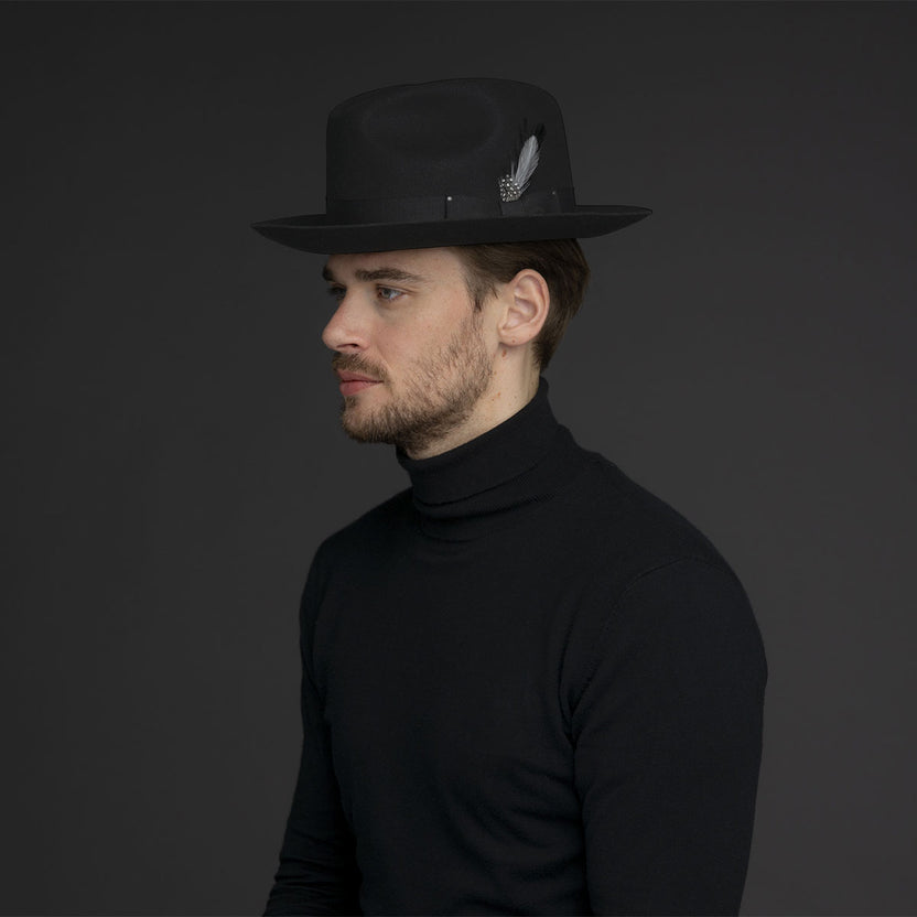 Bailey Of Hollywood Wynn Fedora Hat - Black, 100% Wool LiteFelt, Teardrop Crown